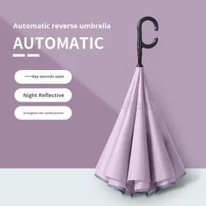 Paraguas Invertido Alemán Tipo C <span class=keywords><strong>de</strong></span> Mango Largo, Automático, Doble Capa, Gran Tamaño, Transpirable, Reforzado, Resistente al Viento, Publicitario para Automóviles, 8k - Product Image 1