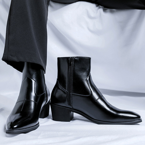 Bottes <span class=keywords><strong>Martin</strong></span> vintage à talon carré et bout pointu avec fermeture éclair latérale pour homme – Idéales pour le bureau, les rendez-vous et les tenues de ville – Grande Vente - Product Image 3