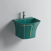 Modernes Einteiliges Wandmontiertes Luxus-Keramik-Öko-Waschbecken für Hotels Integriertes Hängewaschbecken Rechteckiges Abflussbecken