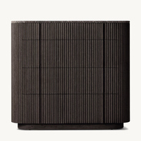 Commode à 5 tiroirs en bois massif de chêne, style Mid-Century Modern, avec dimensions et couleurs personnalisables pour chambre et salon