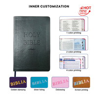Bible à couverture souple en cuir PU noir personnalisée de haute qualité pour la vente en gros, fabriquée par des fabricants, version NKJV