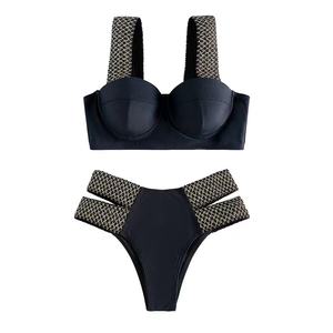 Widewear-bañador de dos piezas con bandeja de acero para <span class=keywords><strong>mujer</strong></span>, sexy mereriano europeo y traje de baño, bikini fruncido 2022 - Product Image 6