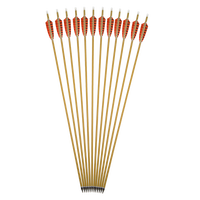Flèches de tir à l'arc 4 pouces, bouclier orange à rayures blanches, plumes naturelles, spine 500 - Tige jaune en carbone pur, haute qualité, directement de l'usine