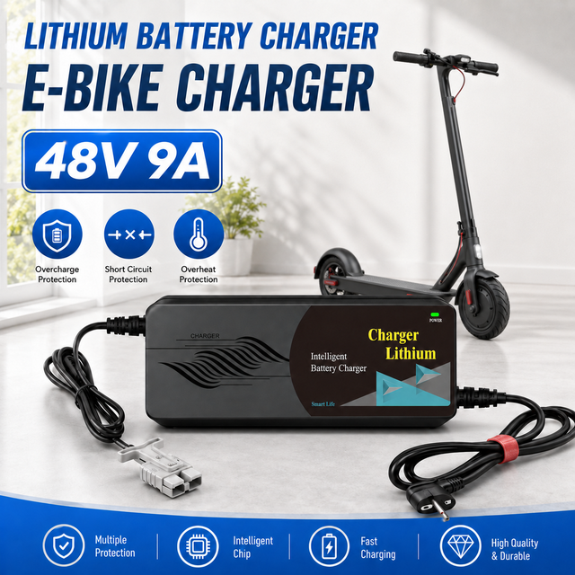 48V9A Lithium E-Bike Charger AC/DC 530W Multi Safety Protection Smart Stable Low Heat High Efficiency Fast Charging