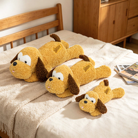 Coussin en peluche chien jaune couché, mignon avec langue sortie, compagnon de sommeil, décoration de canapé et de maison, cadeau, vente en gros