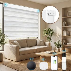 Persianas Zebra Modernas, Sin Taladro, Sin <span class=keywords><strong>Herramientas</strong></span>, Inteligentes, Motorizadas <span class=keywords><strong>con</strong></span> WiFi, Control Remoto, <span class=keywords><strong>Panel</strong></span> Solar para Sala de Oración - Product Image 3