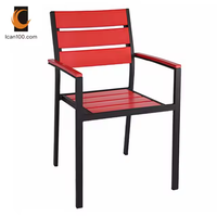 Mobilier de restaurant Fauteuil en bois de teck Chaises de patio en aluminium Chaise de patio rouge pour l'extérieur Chaises de jardin
