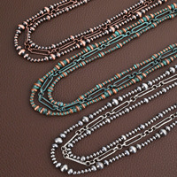 Colliers pendentifs géométriques en plastique perlé style vintage occidental pour femmes, chaînes bohèmes multicouches décontractées, bijoux de mode