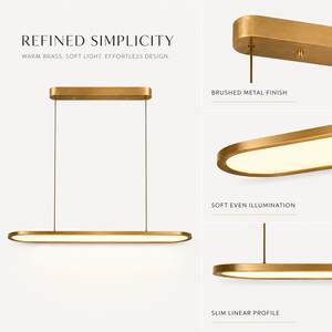 Modern Minimalist LED Linear Pendant <b>Light</b> – Gold Finish Full Spectrum Anti-Blue Eye-Care Lamp for <b>Dining</b> Table Kitchen Island - Product Image 5