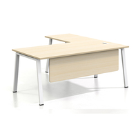 Bureau de direction moderne en L avec plateau en MDF, poste de travail ergonomique et écologique réglable, tiroir à dossiers extensible
