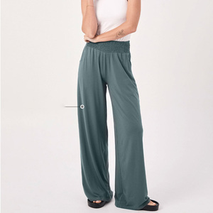 Fabricant OEM – Pantalon évasé vintage personnalisé pour femmes et filles, extensible, ample, avec cordon de serrage, pour le sport et le fitness - Product Image 1