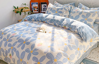 Parure de lit, draps de lit de luxe en 100% coton, motif fleurs douces, impression interactive, 200 fils