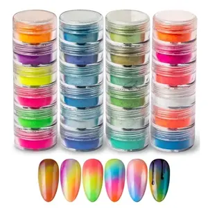 Оптовая Продажа Красочные Неоновые пигменты 6 видов цветов наборы флуоресцентный пигмент для украшения ногтей
