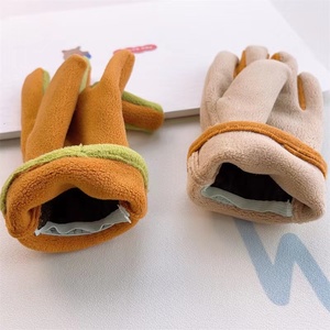 Gants en polaire chauds pour enfants, mitaines à 5 doigts, motif lapin mignon de dessin animé, coupe-vent, en sergé Lingshang, pour le quotidien, les activités de plein air et les voyages - Product Image 4