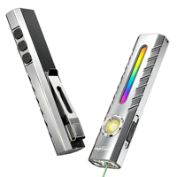 Lampe de travail 1200lm, lampe torche LED de poche EDC, IP44, laser rouge RGB, lumière latérale ambre, 3 boutons indépendants, aluminium personnalisé OEM