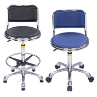 Chaise de laboratoire ESD P07 réglable en hauteur, pivotante avec dossier et repose-pieds pour étudiants, laboratoires scientifiques, salles informatiques, salles blanches et ateliers