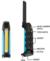 Lampe de travail LED COB rechargeable en aluminium, multifonctionnelle, pliable, avec aimant pour voiture, étanche IP54, 600LM, vente en gros