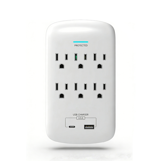 6 Outlet Wall Socket Surge Protector ETL for Safe Reliable Outlet Extender 1 USB-A 1 USB-C Charging Ports Fireproof MOV