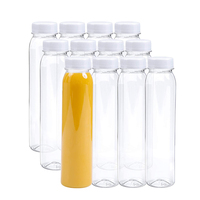 Garrafas de suco vazias de plástico de 12 oz, recipientes de bebida redondos com tampas para armazenar água ou bebidas caseiras, tampa branca