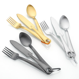 Kore Paslanmaz Çelik Çatal Bıçak Kaşık Seti Piknik Kamp Çatal Bıçak Takımı - Product Image 1