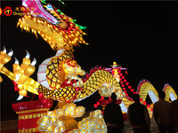 Grand Chinois Lanterne En Plein Air Lumineux Étanche Led Chinois Dragon Soie Lanterne Décorations