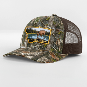 Casquette Trucker 5 Panneaux en Coton 112, Non Structurée, Camouflage, avec Patch Brodé 3D Personnalisé OEM, Réglable et de Haute Qualité - Product Image 1
