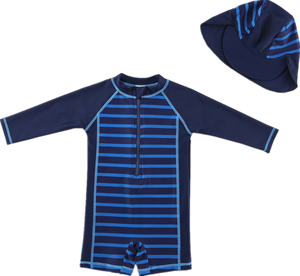 Traje de Baño de una Pieza para Bebés Niños, Manga Larga, Cierre de Cremallera, Secado Rápido, No Tóxico, Diseño a Rayas, Ropa de Playa, Protección Solar UPF 50+ - Product Image 6