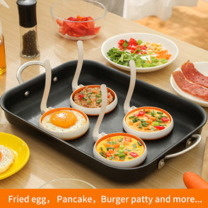 แหวนไข่ซิลิโคนเกรดอาหารสำหรับทอดไข่ ทำแพนเค้ก แบบไม่ติดกระทะ ใช้สำหรับย่างบาร์บีคิว พร้อมด้ามจับพลาสติกยาว - Product Image 4