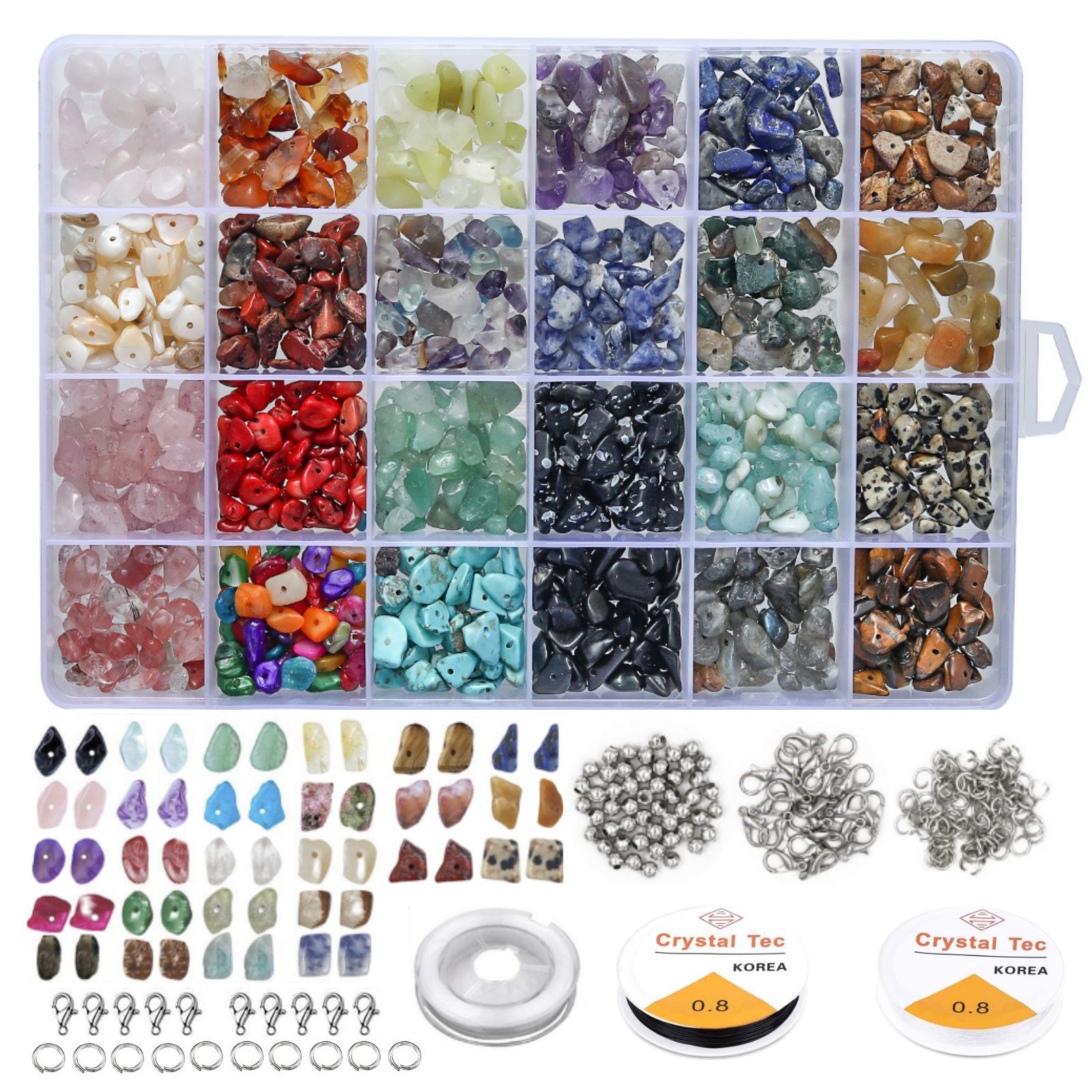 Hot Selling DIY Jewelry Making Tools Kit Colorful Natural Stone Crystal Beads Set for Bracelets/Earrings