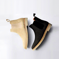 Bottes mi-mollet Chelsea européennes pour hommes en cuir véritable avec bande élastique, bout pointu, semelle épaisse, chaudes, pour l'automne, avec semelle extérieure en caoutchouc rehaussante