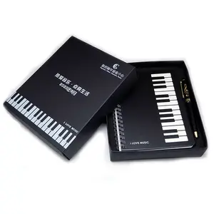 Set Notebook catatan Piano Keyboard kreatif Notebook siswa dan pena kotak hadiah alat tulis musik hadiah grosir