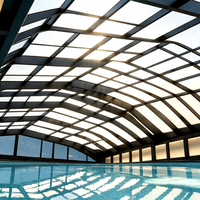 Couverture de piscine extérieure électrique intelligente, pliable, amovible, isolante, protection solaire, transparente