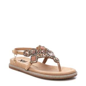 Sandali bassi da donna Xti 144017 beige con decorazioni e cinturino a T, calzature estive - Product Image 2