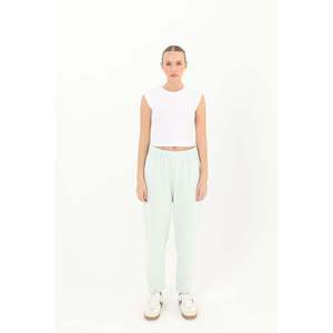 Pantalon de survêtement côtelé pour femme Lily Rose, bleu clair, taille haute, coupe droite, en maille respirante, pour un usage décontracté - Product Image 5