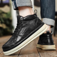 Chaussures montantes en microfibre pour hommes, tendance automne-hiver, polyvalentes, résistantes à l'usure, rehaussantes, solides