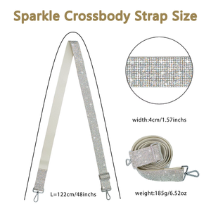 REWIN Sac à main de luxe <span class=keywords><strong>en</strong></span> diamant étincelant, ceinture d'épaule de remplacement, bandoulière réglable personnalisée, sangle de sac <span class=keywords><strong>en</strong></span> strass pour femmes, sacs à main - Product Image 6