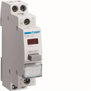 SVN432 compatibile con Hagers 1 pulsante illuminato 230V AC LED rosso momentaneo 2 NO modulo 1 DIN - Product Image 1