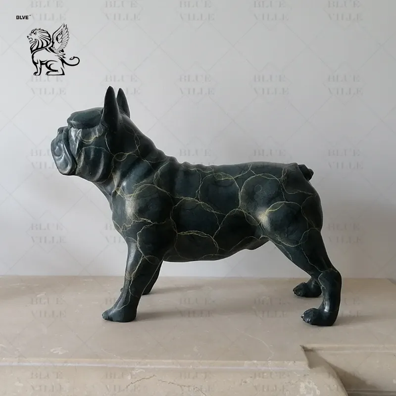 BLVE โมเดิร์นนอร์ดิกประติมากรรมตกแต่งบ้านของขวัญและหัตถกรรมสุนัขโลหะศิลปะสําริดฝรั่งเศส Bulldog รูปปั้น