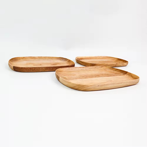 Wholesale Customized Acacia Wooden Tray Unbreakable <strong>Plates</strong> <strong>Serving</strong> Tray Wooden Dishes Acacia Wood Round Dinner Charger <strong>Plates</strong> - Product Image 5