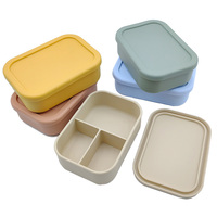 Boîte à lunch écologique réutilisable en silicone de qualité alimentaire, hermétique, compatible micro-ondes et lave-vaisselle, vente en gros