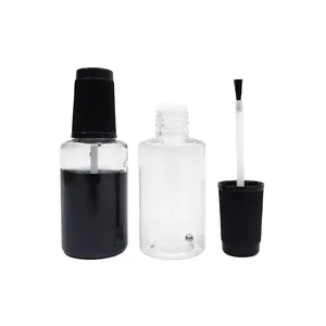 Manufacture 20ML PET transparent plastic touch up brush bottle car paint bottle nail polish glue bottle with brush cap