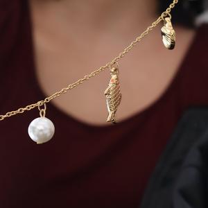 Collier pendentif en perles de coquillage de la série océanique transfrontalière d'été plaqué or 18 carats pour femmes chaîne de clavicule pour cadeaux minimalistes - Product Image 3