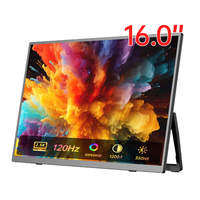 Moniteur portable personnalisable EIMIO OEM ODM 120Hz 16 pouces 2.5K IPS, écrans portables multi-ordinateurs