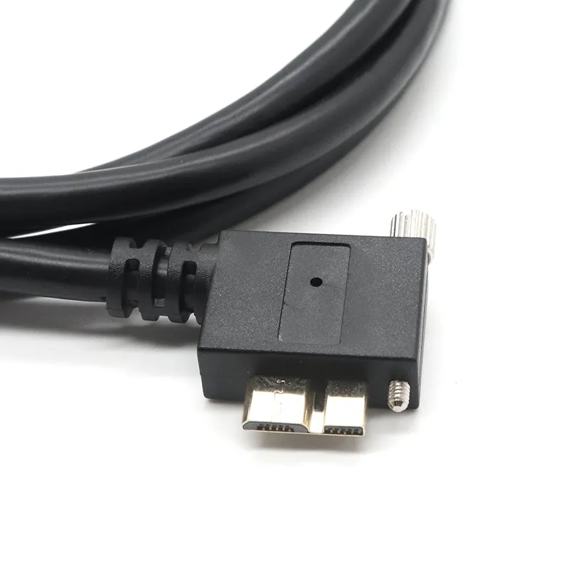 USB 3.0 AM To 3.0 Micro-B Male Right Angle With Single Screw Locking Adapter Cable Micro B Male 90 Degree Angle Adapter Cable