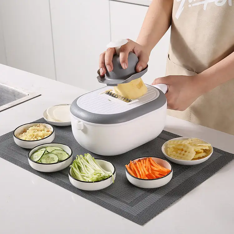 Keuken Multifunctionele Doosrasp Met Afvoermand Plastic Aardappelschiller En Snijmachine Chopper Handmatige Groentesnijder