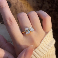 Bague de fiançailles en argent 925 avec pierres de moissanite en forme de poire et de marquise, sertie de pierres scintillantes de luxe, bague de mariage en coupe radiante, Toi et Moi