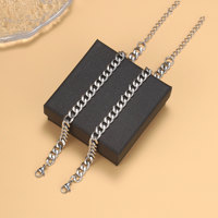 Bracelet cubain à six faces en acier inoxydable pour homme, fait à la main, chaîne et maillons simples polis, accessoire tendance et cool