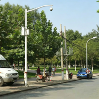 Poteau de sécurité urbain intelligent en acier inoxydable 304 galvanisé à chaud, étanche, octogonal, résistant au vent jusqu'à 200 km/h