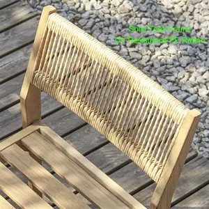 Fabricante venta muebles de jardín madera de teca juego de comedor al aire libre Banco rústico Patio mesa de comedor y silla para 6 plazas