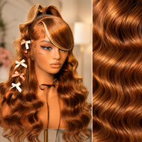 Perruque ondulée marron miel avec mèches, sans colle, avec dentelle frontale 13x6 HD transparente et ligne de cheveux pré-épilée